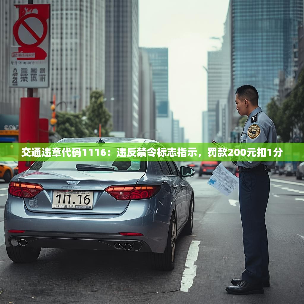 交通违章代码1116：违反禁令标志指示，罚款200元扣1分